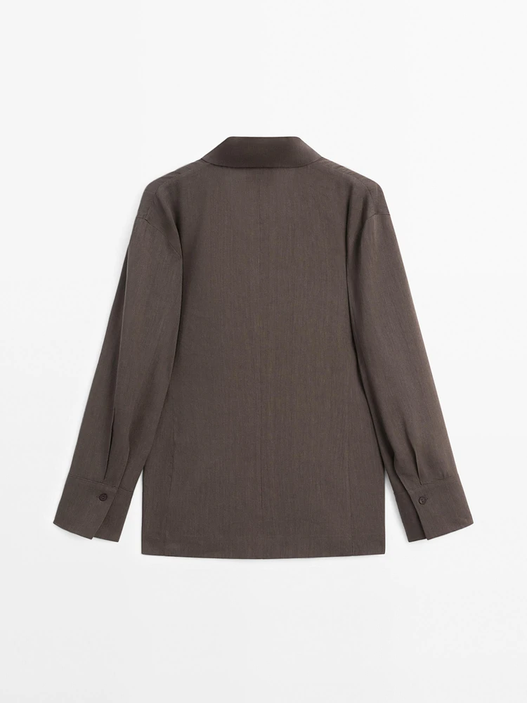 Blazer fluide en lin mélangé