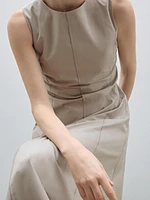 Poplin flounce midi dress
