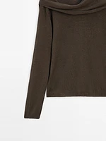 Linen blend sweater with scarf detail