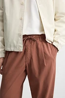 PLEATED POPLIN PANTS