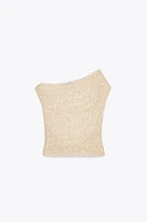 DRAPED RHINESTONE LACE TOP