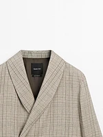 Blazer col smoking imprimé à carreaux