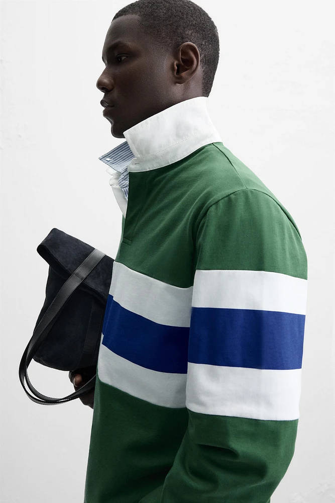 POLO EN JACQUARD À RAYURES