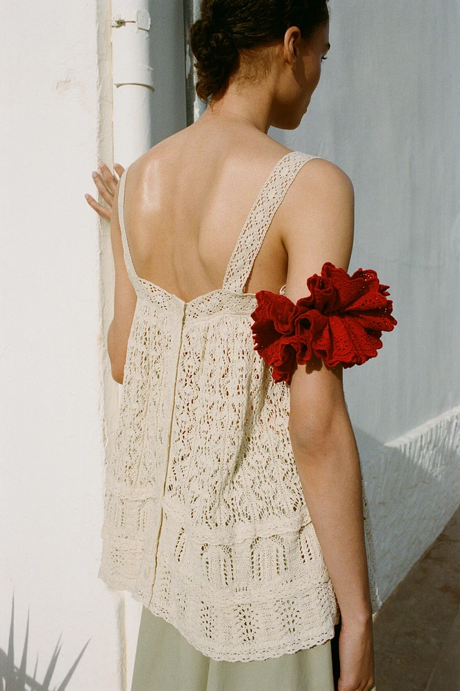 POINTELLE KNIT LACE TOP