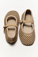 OPENWORK LEATHER BALLET FLATS