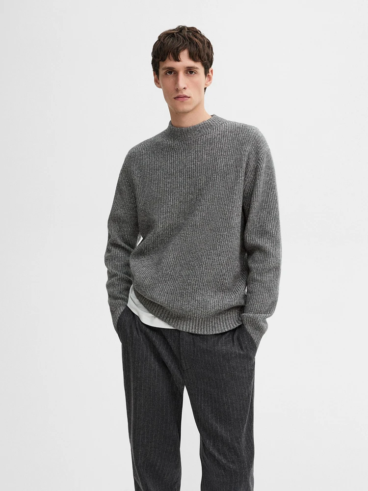 Ribbed knit wool blend sweater