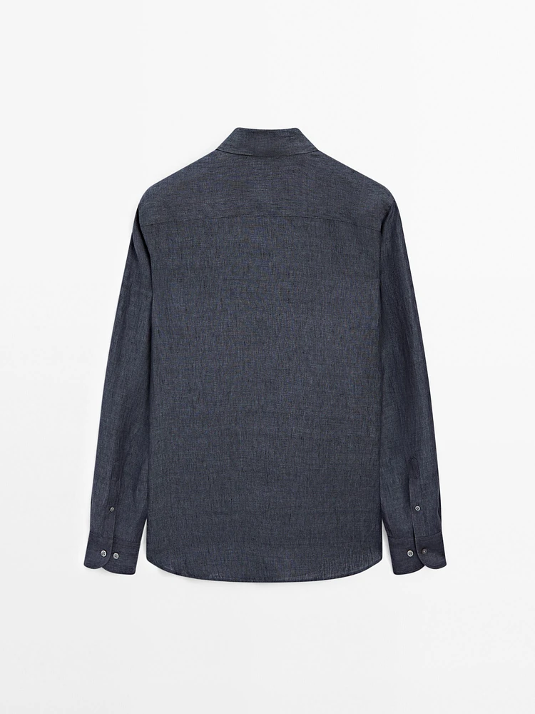 Slim fit faded 100% linen shirt