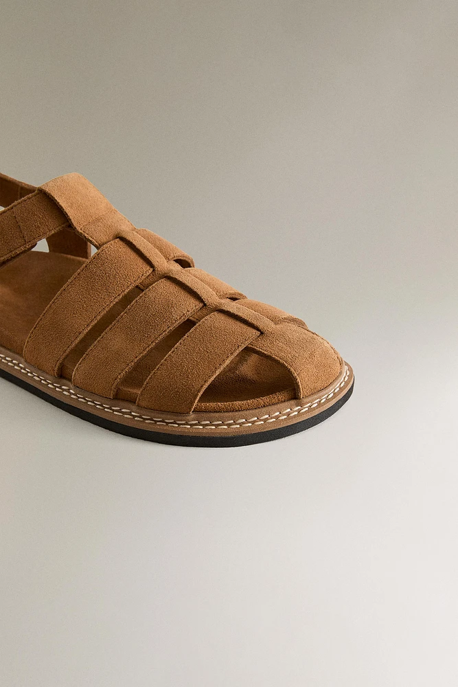 LEATHER CAGE SANDALS