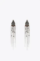 BOUCLES D'OREILLES MÉTALLIQUES AVEC CHAÎNES ET PERLES FANTAISIE