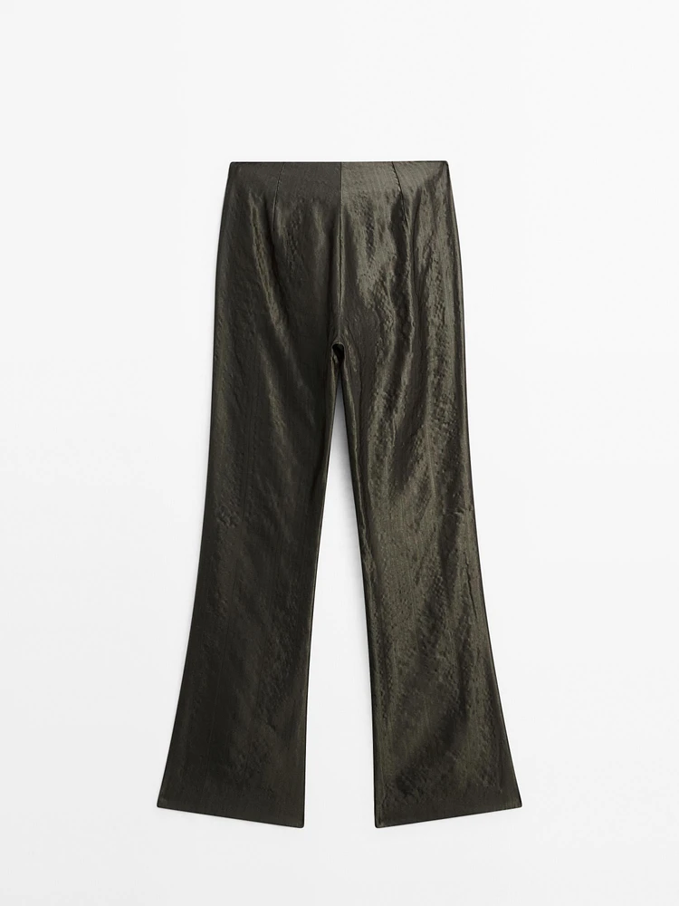 Pantalon flare mid-rise jacquard