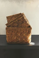 SQUARE WOODEN BASKET