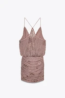 BEADED AND SEQUINED MINI DRESS