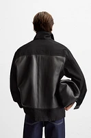 CONTRASTING LEATHER JACKET