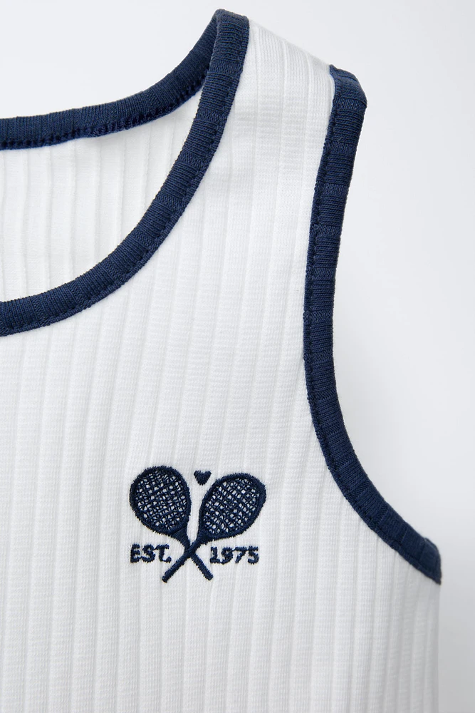 EMBROIDERED RIBBED T-SHIRT