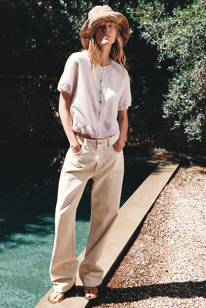 DOUBLE LAYER KNIT JACKET WITH LINEN