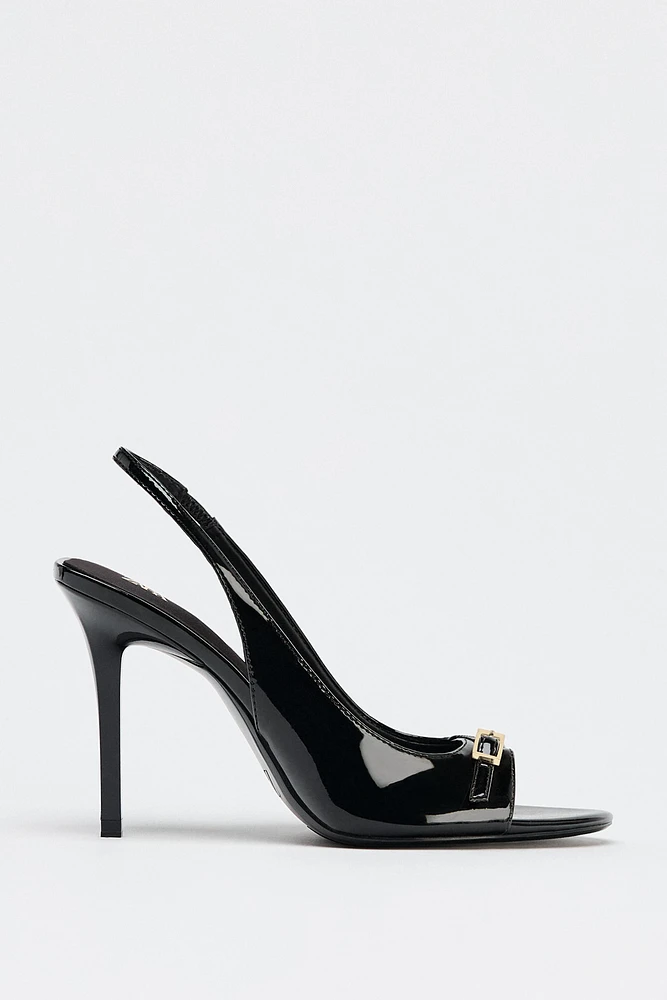 PATENT FINISH HEELED SANDALS