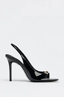 PATENT FINISH HEELED SANDALS