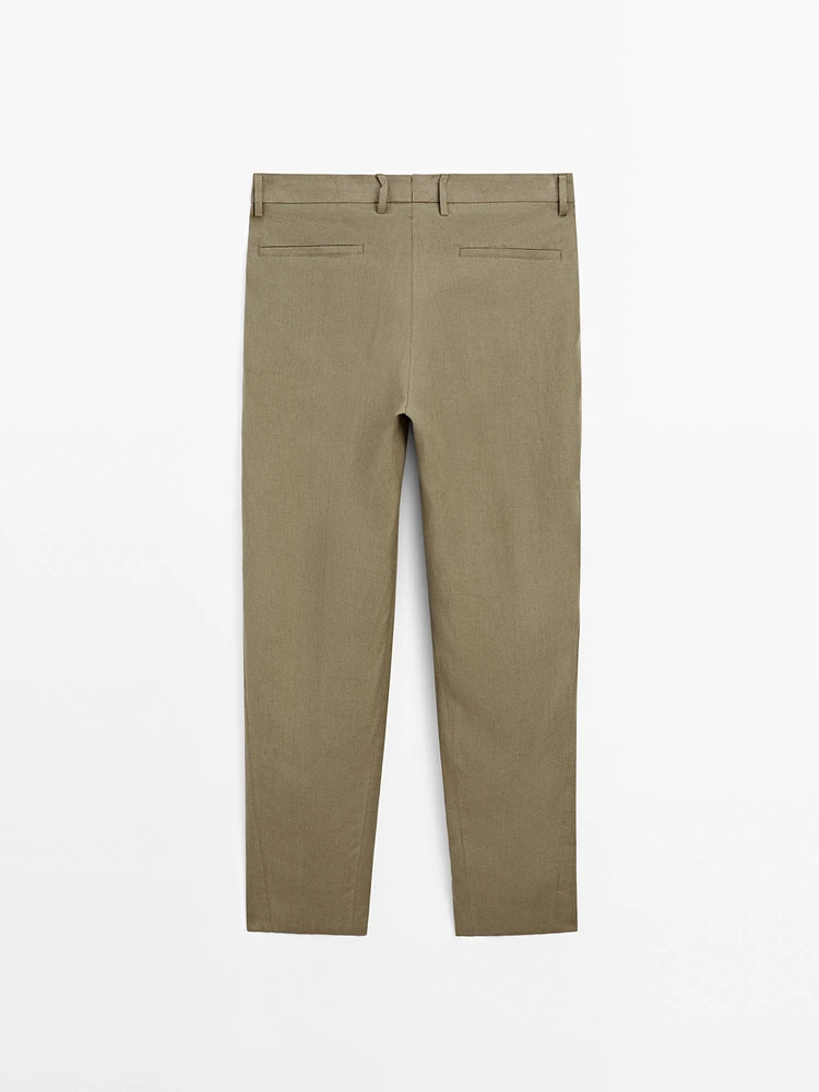 100% linen suit trousers