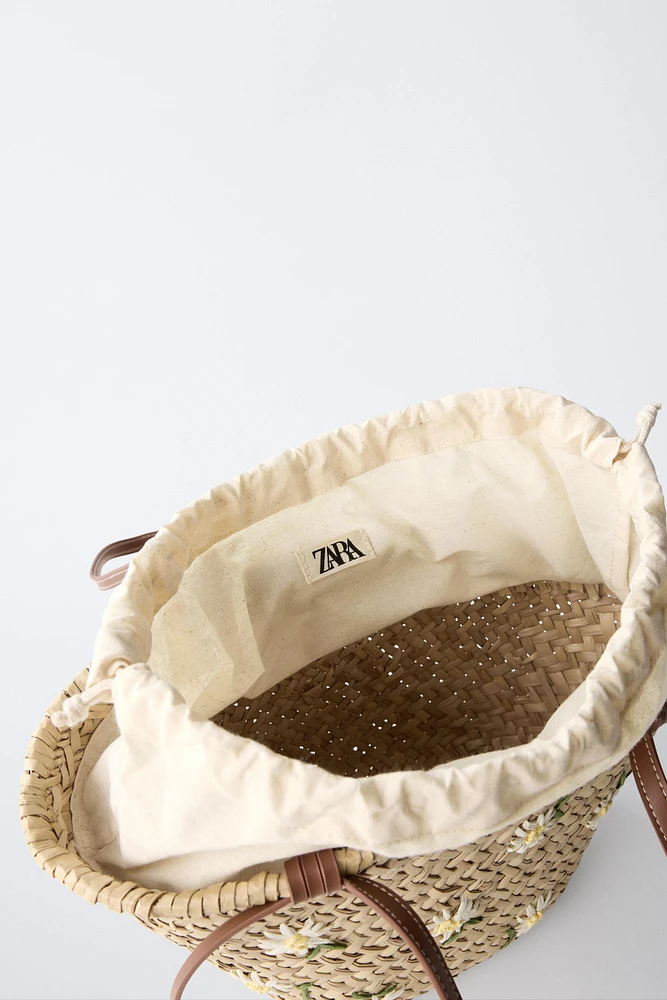 DAISY RAFFIA EFFECT BASKET