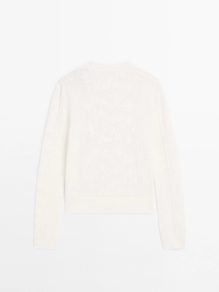 Cutwork lace sweater
