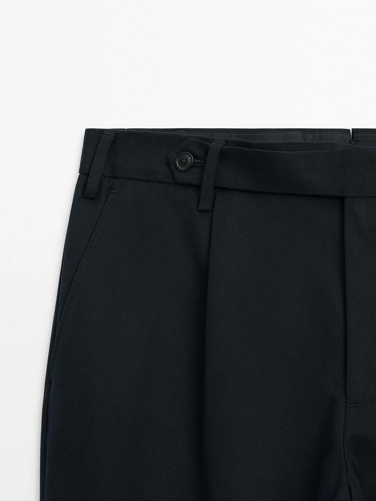 Pantalon à pinces en coton mélangé