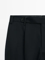 Pantalon à pinces en coton mélangé