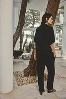 LINEN BLEND STRAIGHT PANTS