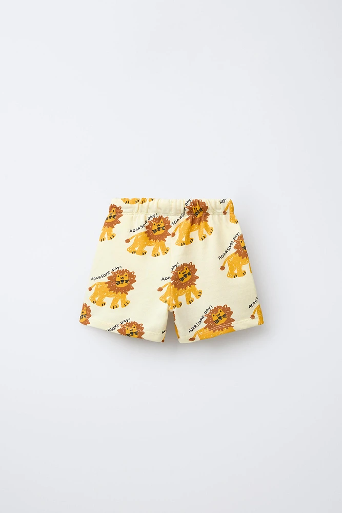 LIONS PRINT STRAIGHT SHORTS