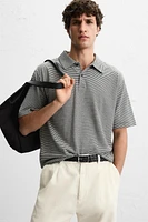 LINEN-COTTON STRIPED POLO SHIRT