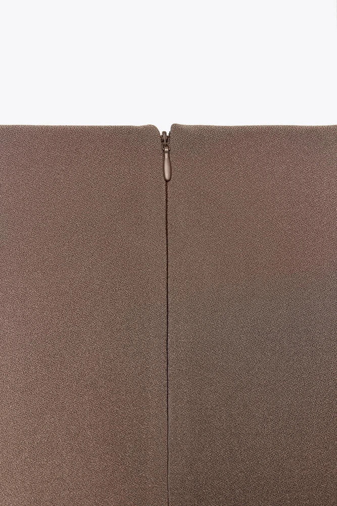 ASYMMETRICAL CREPE MIDI SKIRT