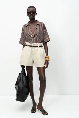 Z1975 DENIM PAPERBAG BELTED SHORTS