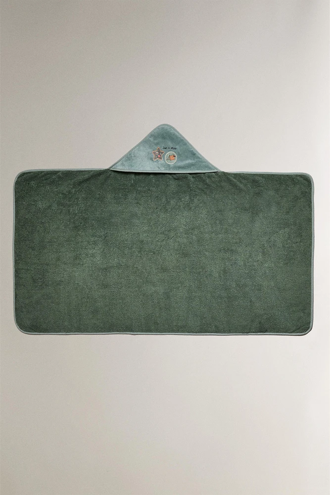SERVIETTE DE BAIN CAPUCHE BÉBÉ ESPACE