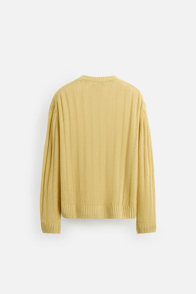 100% LINEN RIBBED SWEATER