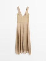 Flowing V-neck midi dress
