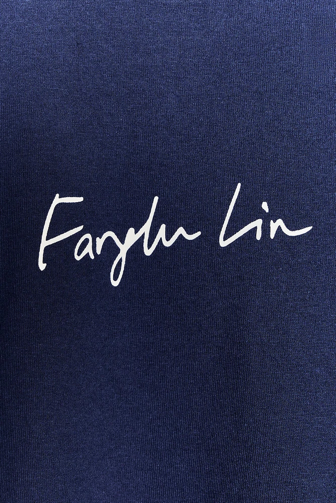 PLAIN T-SHIRT WITH TEXT X FANGLU LIN