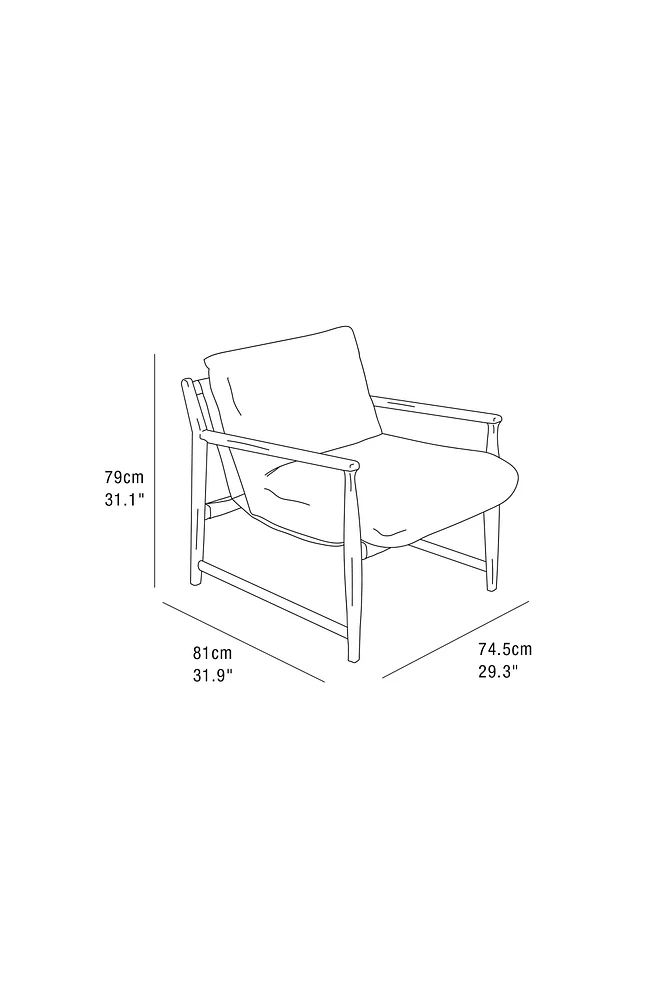 WOODEN ACCENT CHAIR WITH REMOVABLE CUSHION