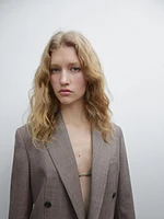 Blazer chiné croisé en laine mélangée