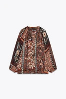 BLOUSE IMPRIMÉE FIL MÉTALLISÉ