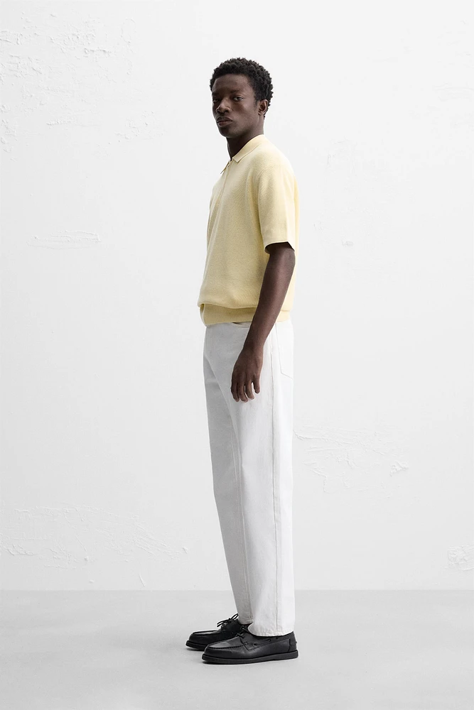 POLO EN MAILLE PERLÉE À ZIP