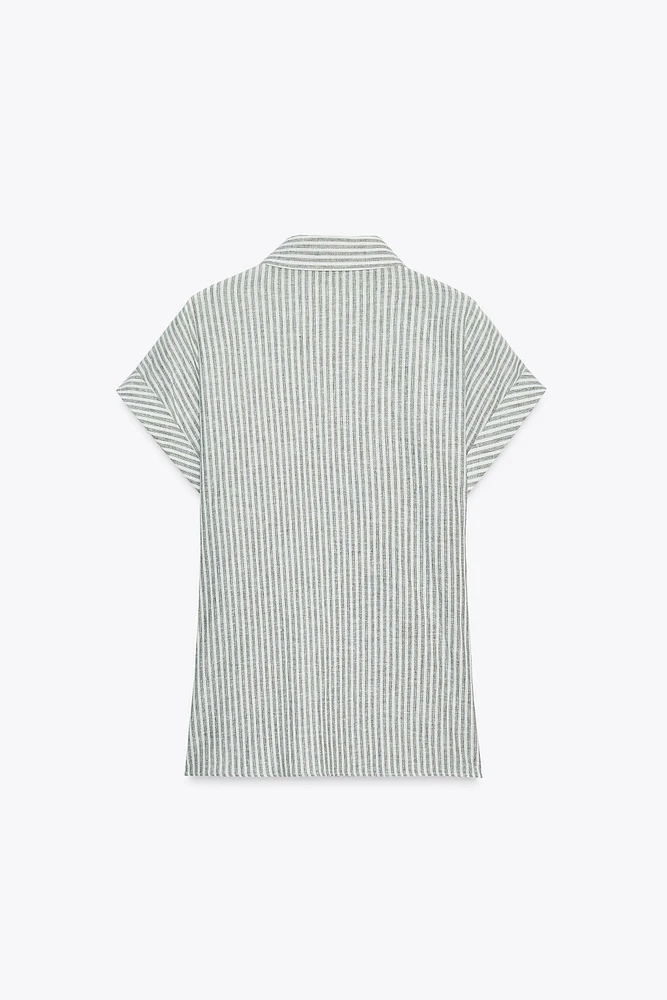 CHEMISE À RAYURES NŒUD AVEC LIN