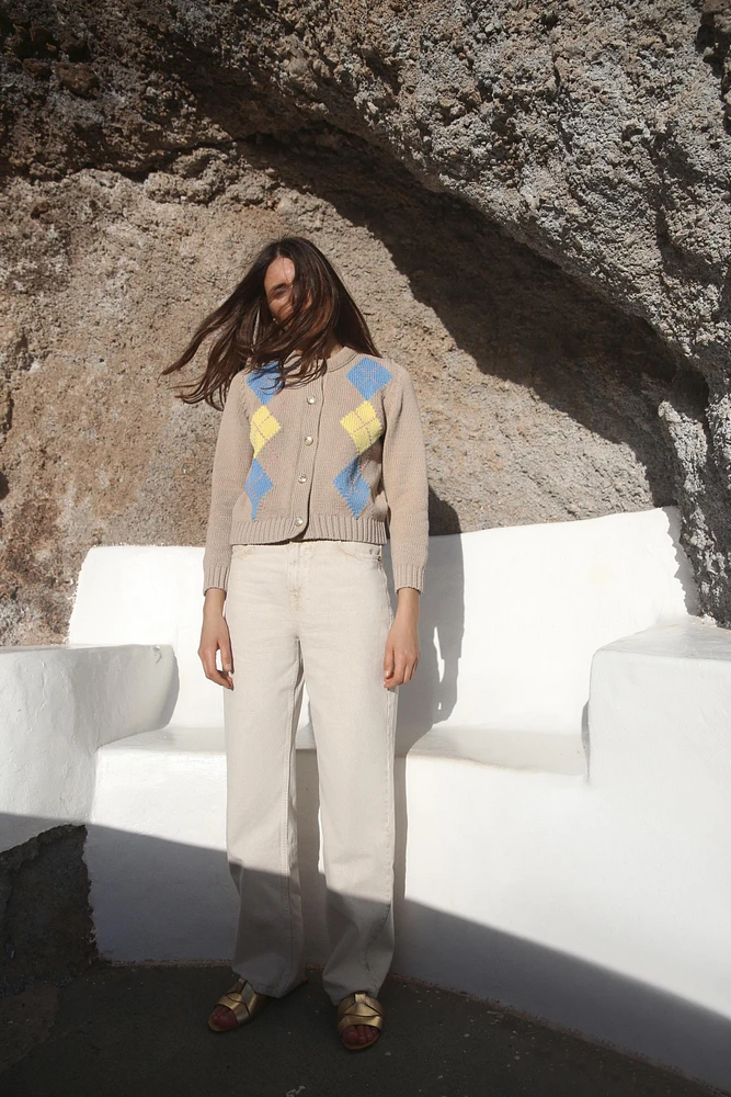 GILET EN MAILLE À LOSANGES