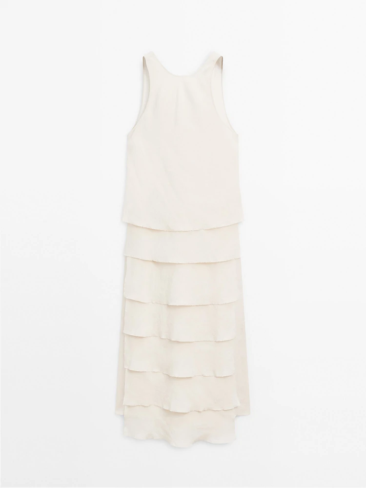 Robe longue fluide à volants
