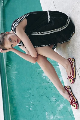 EMBROIDERED BALLET FLATS