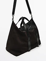 Split suede boxer duffle bag