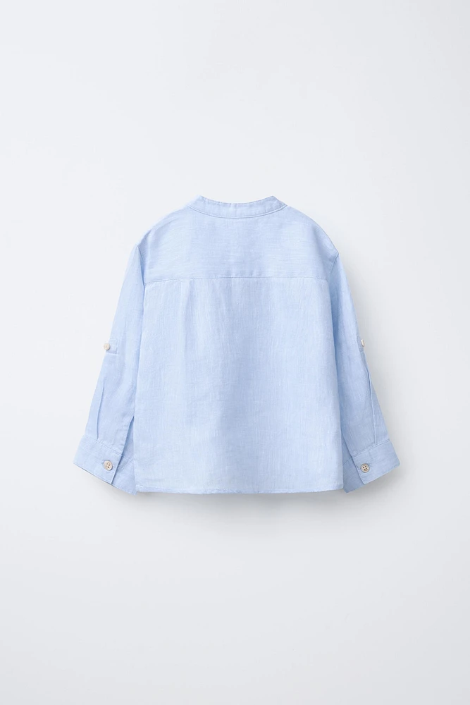 100% LINEN MANDARIN COLLAR SHIRT