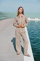 STRAIGHT LEG HERRINGBONE PANTS