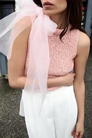 ORGANZA BOW KNIT TOP
