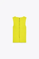 RIBBED KNIT TOP WITH LACED-UP BACK