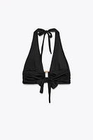 HALTER BIKINI TOP WITH METAL DETAIL
