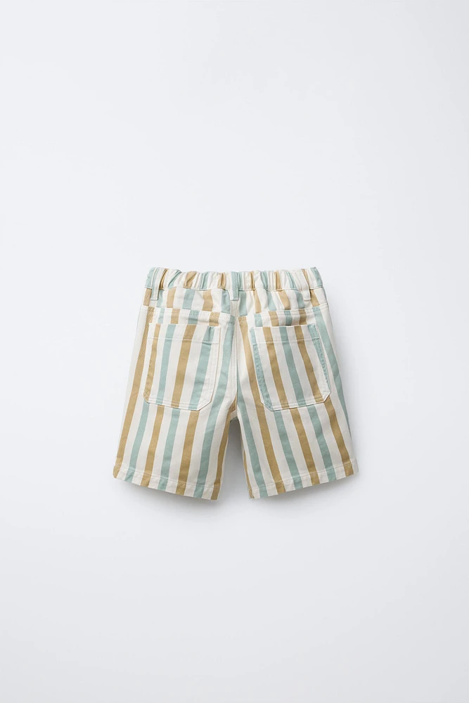 STRIPED EMBROIDERED SHORTS